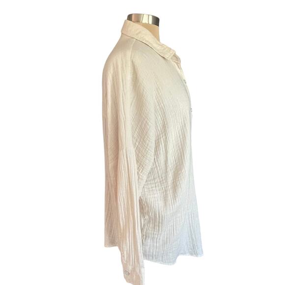 American Eagle Cotton Gauze Button Down Shirt Women MED Oversized Beachy Casual - Picture 4 of 9